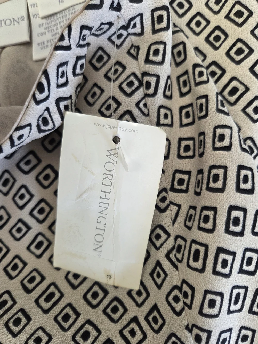 Worthington Black and Cream Diamond-Print Skirt
